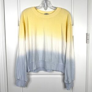 RAILS Ramona Sky Blue Yellow Dip Dyed Terry Sweatshirt NEW Size L